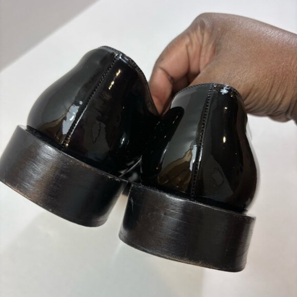 Givenchy Pearl Accent Derby Oxfords Size 38 Black Patent Leather Slip On Loafers - Picture 12 of 16